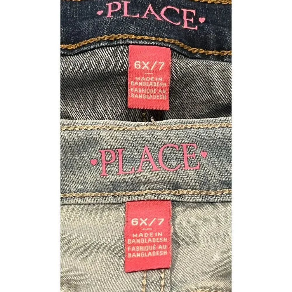 Children's Place Girls Skimmer Jean Shorts Lot of 2 Size 6-7 Denim Summer